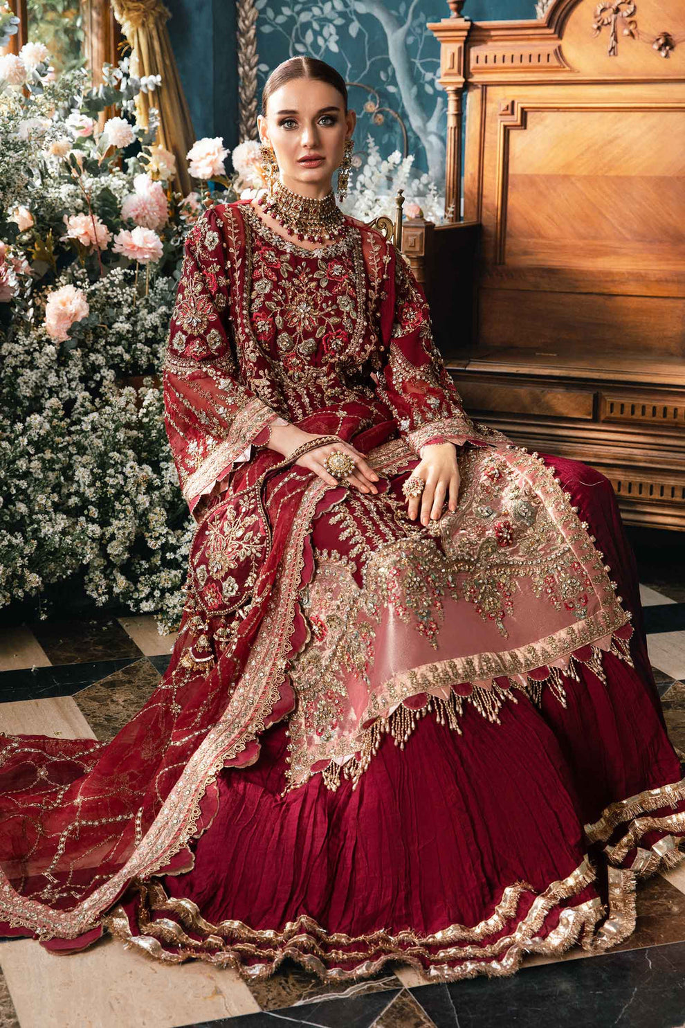 Maria.B Mbroidered BD-2807-MAROON My Store